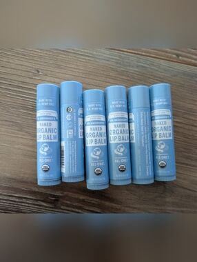 Dr Bronners Naked Organic Lip Balm All-One USA Hemp Oil 0.15 oz Pack Of 6